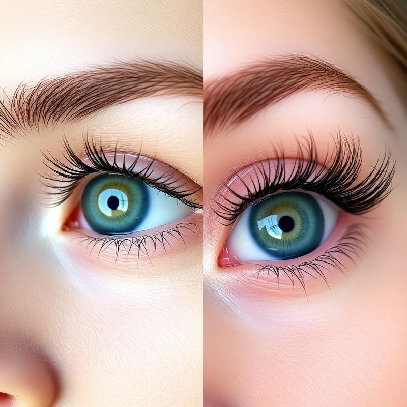 Antes y después de usar Lashmax Serum - crecimiento de pestañas